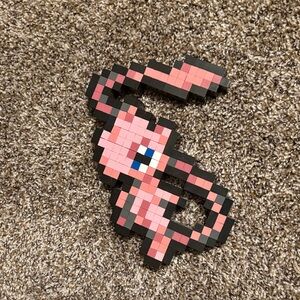 Pixel Art Pink and Black Mew Pokémon Decor